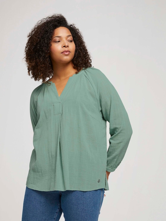 Plus - Strukturiere Bluse mit Bio-Baumwolle - Frauen - light mint green Plus - Strukturiere Bluse mit Bio-Baumwolle - Frauen - light mint green - 5 - My True Me