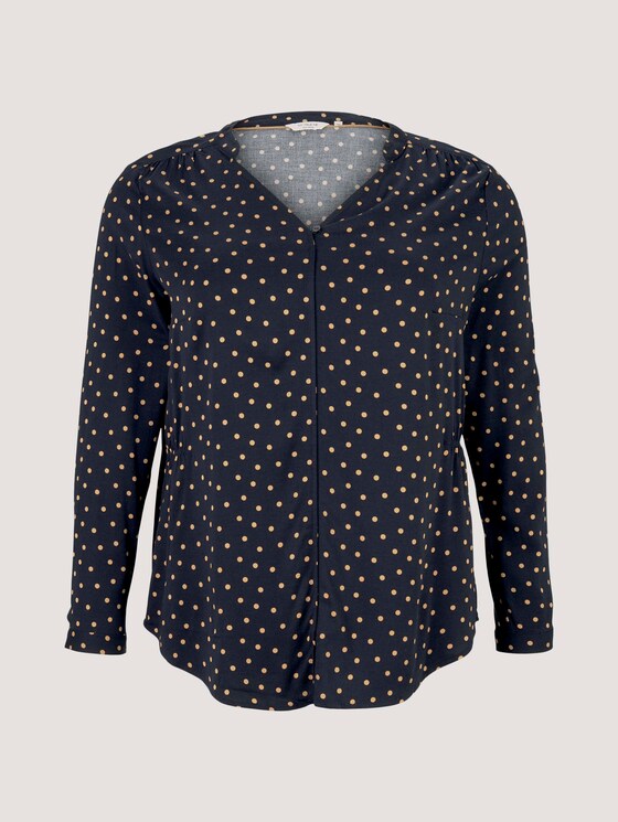 Curvy - Blouse met aangerimpelde taille - Vrouwen - navy brown dot Curvy - Blouse met aangerimpelde taille - Vrouwen - navy brown dot - 7 - My True Me