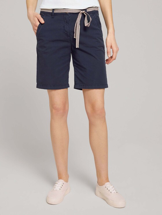 Chino Bermuda Shorts mit Gürtel - Frauen - Sky Captain Blue Chino Bermuda Shorts mit Gürtel - Frauen - Sky Captain Blue - 1 - TOM TAILOR