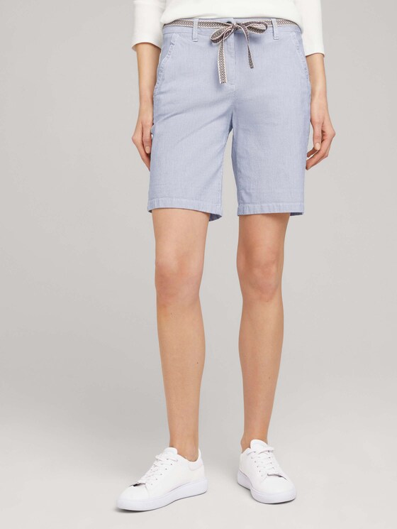 Chino Bermuda Shorts mit Gürtel - Frauen - Thin Stripe Pants Chino Bermuda Shorts mit Gürtel - Frauen - Thin Stripe Pants - 1 - TOM TAILOR