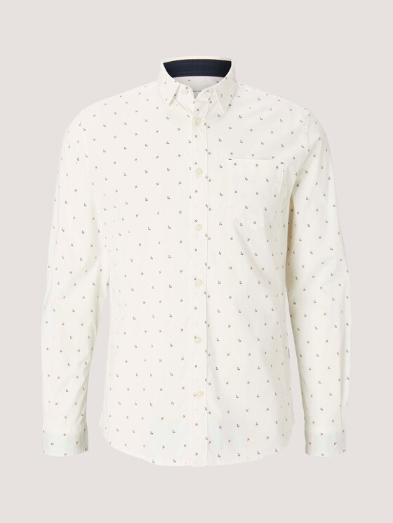 Patterned stretch shirt - Men - off white scattered design Patterned stretch shirt - Men - off white scattered design - 7 - TOM TAILOR