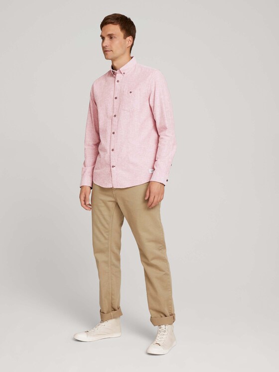 textured shirt - Men - chilli oil red chambray textured shirt - Men - chilli oil red chambray - 3 - TOM TAILOR