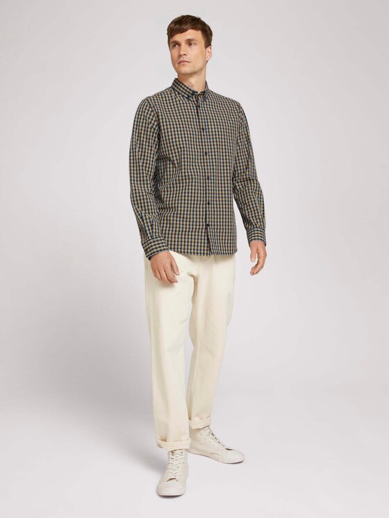 Checked shirt - Men - blue yellow navy small check Checked shirt - Men - blue yellow navy small check - 3 - TOM TAILOR