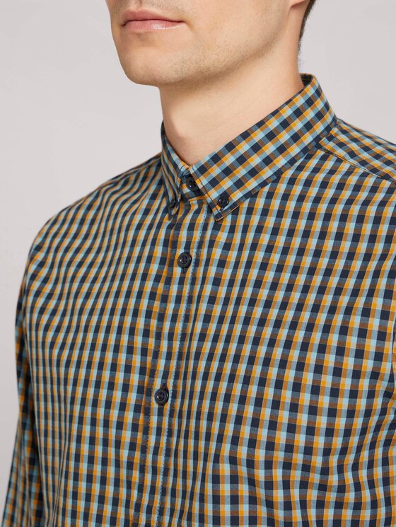 Checked shirt - Men - blue yellow navy small check Checked shirt - Men - blue yellow navy small check - 9 - TOM TAILOR