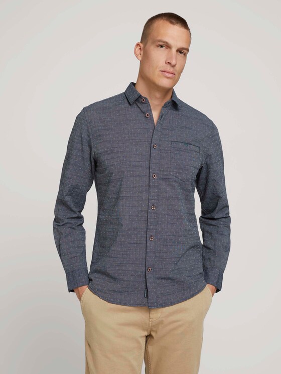 Gestructureerd overhemd - Mannen - navy white structure Gestructureerd overhemd - Mannen - navy white structure - 1 - TOM TAILOR
