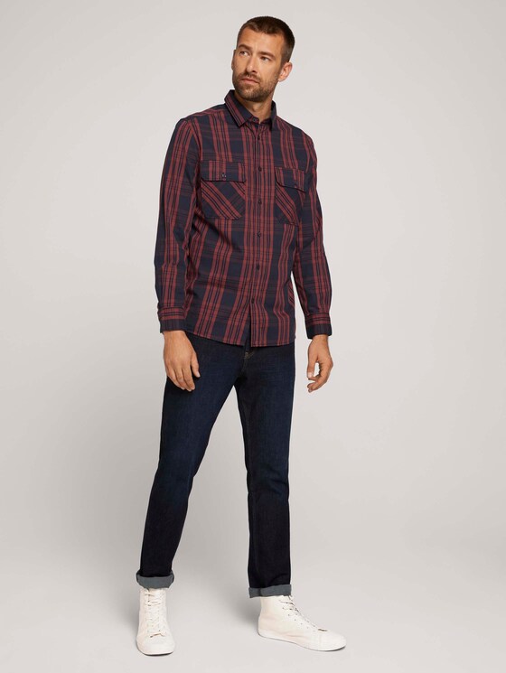 kariertes Hemd aus Bio-Baumwolle - Männer - navy red check on bedford kariertes Hemd aus Bio-Baumwolle - Männer - navy red check on bedford - 3 - TOM TAILOR