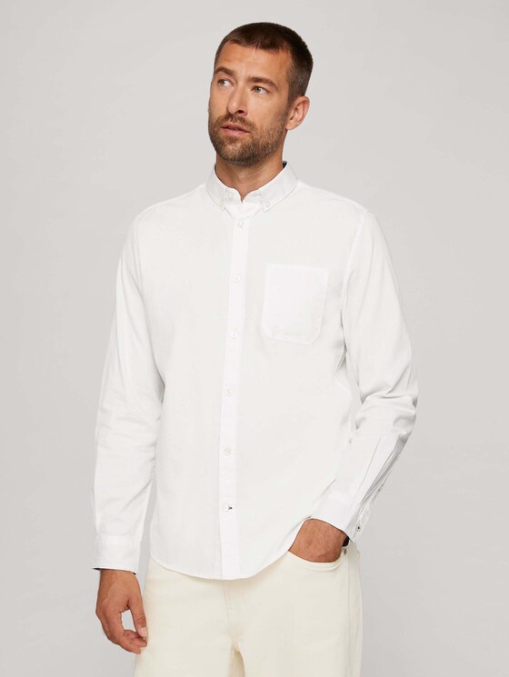 Basic-overhemd van biologisch katoen - Mannen - Off White Basic-overhemd van biologisch katoen - Mannen - Off White - 1 - TOM TAILOR