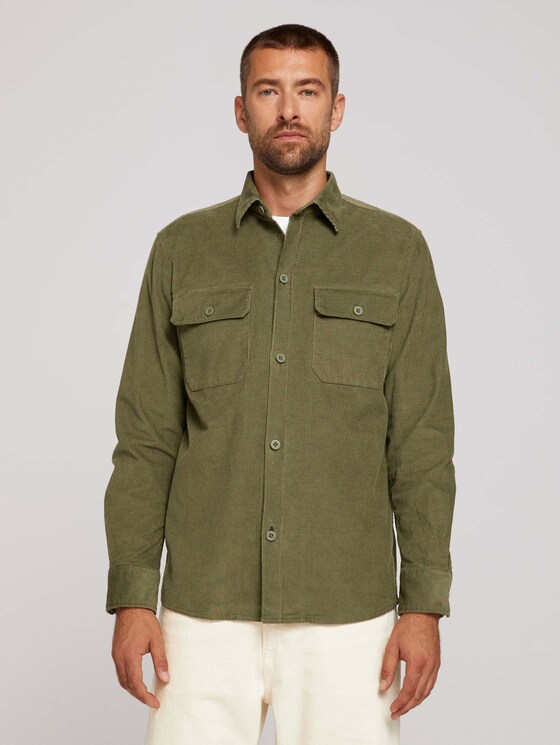 gedessineerd biokatoenen overhemd - Mannen - Oak Leaf Green gedessineerd biokatoenen overhemd - Mannen - Oak Leaf Green - 1 - TOM TAILOR