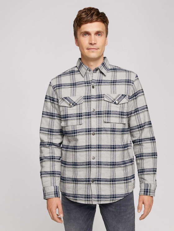 overshirt - Mannen - off white melange big check overshirt - Mannen - off white melange big check - 1 - TOM TAILOR