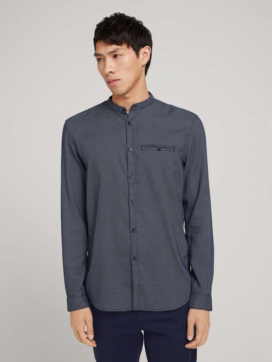 gestructureerd overhemd - Mannen - navy white dobby structure gestructureerd overhemd - Mannen - navy white dobby structure - 1 - TOM TAILOR Denim