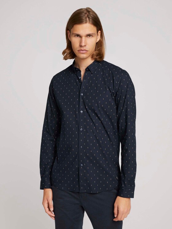 patterned shirt - Men - cognac striped angular dot patterned shirt - Men - cognac striped angular dot - 1 - TOM TAILOR Denim