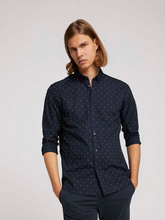 patterned shirt - Men - cognac striped angular dot patterned shirt - Men - cognac striped angular dot - 5 - TOM TAILOR Denim