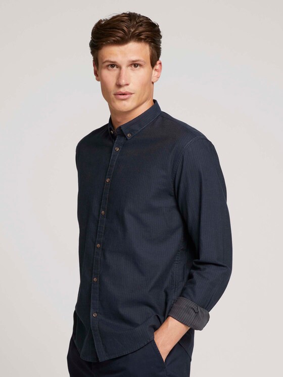 fijn gestreept overhemd - Mannen - navy tonal twill stripe fijn gestreept overhemd - Mannen - navy tonal twill stripe - 1 - TOM TAILOR Denim