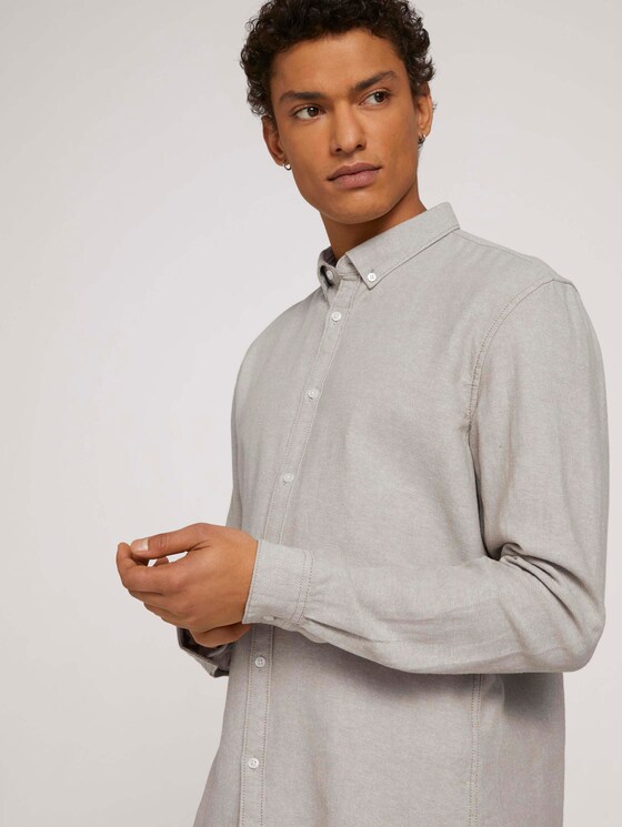 Hemd aus Bio-Baumwolle - Männer - olive off white twill Hemd aus Bio-Baumwolle - Männer - olive off white twill - 9 - TOM TAILOR Denim
