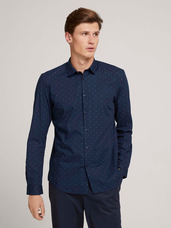 overhemd met patroon - Mannen - navy blue pause print overhemd met patroon - Mannen - navy blue pause print - 1 - TOM TAILOR Denim