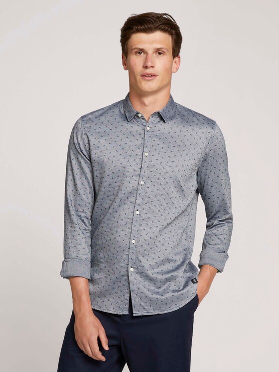 gepunktetes Hemd - Männer - navy petrol leaf print gepunktetes Hemd - Männer - navy petrol leaf print - 1 - TOM TAILOR Denim
