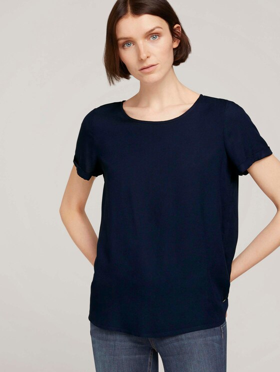 Kurzarmbluse mit Reißverschluss - Frauen - Sky Captain Blue Kurzarmbluse mit Reißverschluss - Frauen - Sky Captain Blue - 5 - TOM TAILOR Denim