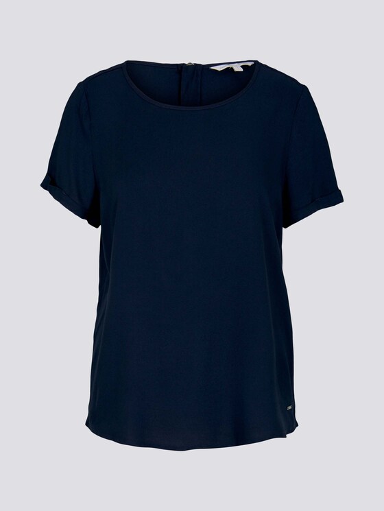 Kurzarmbluse mit Reißverschluss - Frauen - Sky Captain Blue Kurzarmbluse mit Reißverschluss - Frauen - Sky Captain Blue - 7 - TOM TAILOR Denim