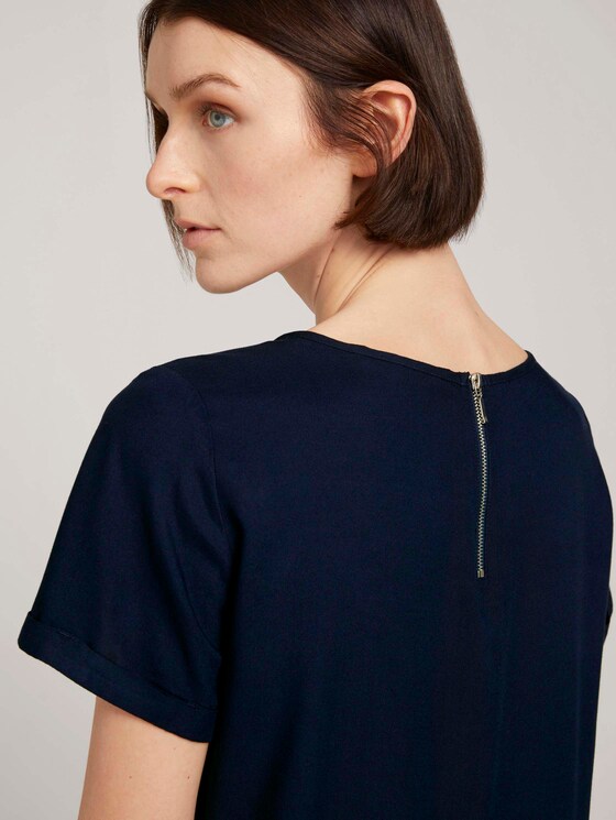 Kurzarmbluse mit Reißverschluss - Frauen - Sky Captain Blue Kurzarmbluse mit Reißverschluss - Frauen - Sky Captain Blue - 9 - TOM TAILOR Denim