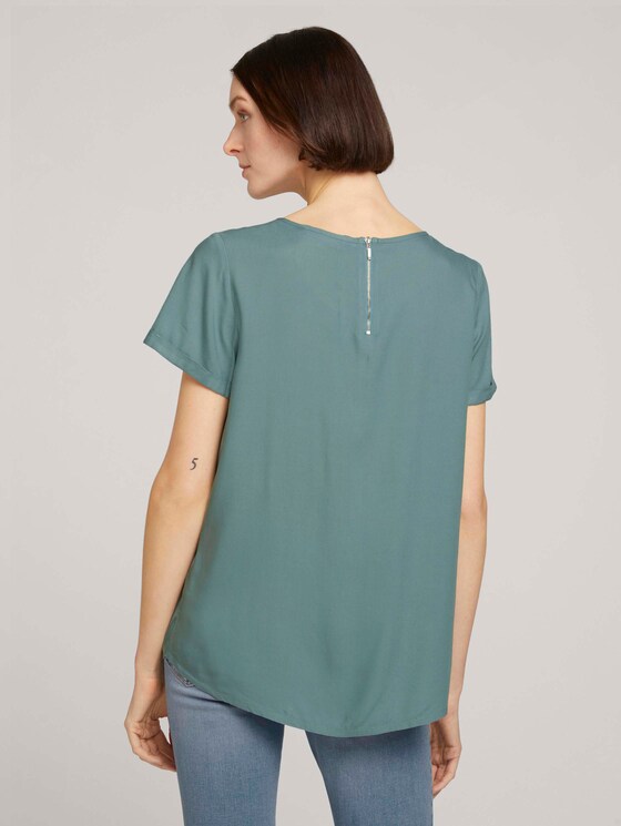 Kurzarmbluse mit Reißverschluss - Frauen - Mineral Stone Blue Kurzarmbluse mit Reißverschluss - Frauen - Mineral Stone Blue - 2 - TOM TAILOR Denim