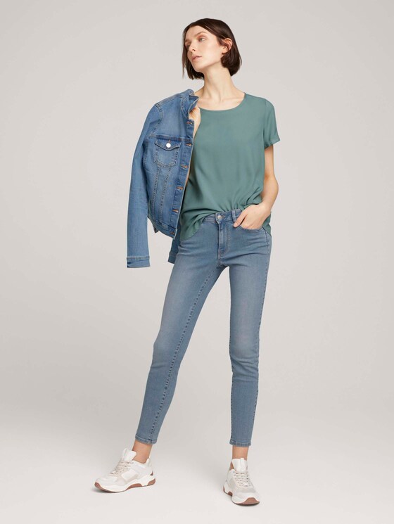 Kurzarmbluse mit Reißverschluss - Frauen - Mineral Stone Blue Kurzarmbluse mit Reißverschluss - Frauen - Mineral Stone Blue - 3 - TOM TAILOR Denim