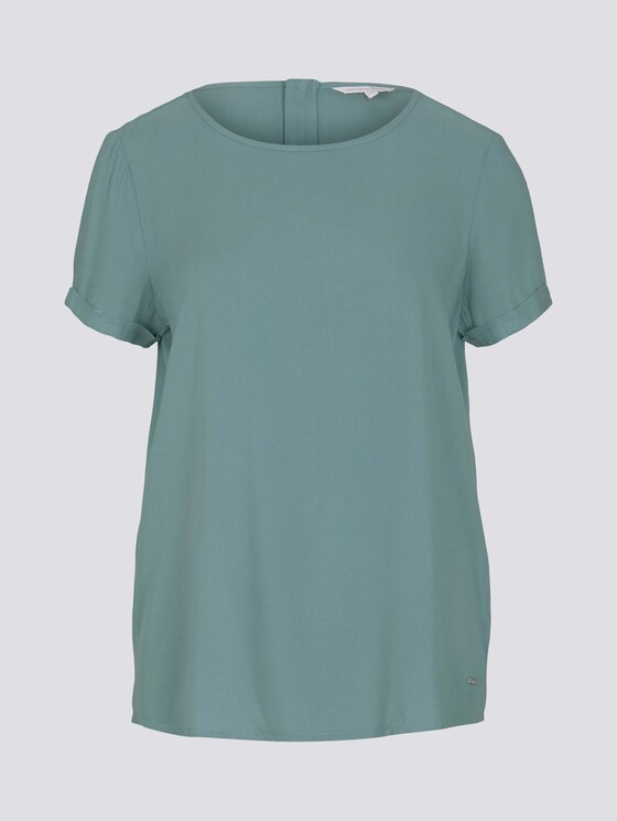 Kurzarmbluse mit Reißverschluss - Frauen - Mineral Stone Blue Kurzarmbluse mit Reißverschluss - Frauen - Mineral Stone Blue - 7 - TOM TAILOR Denim