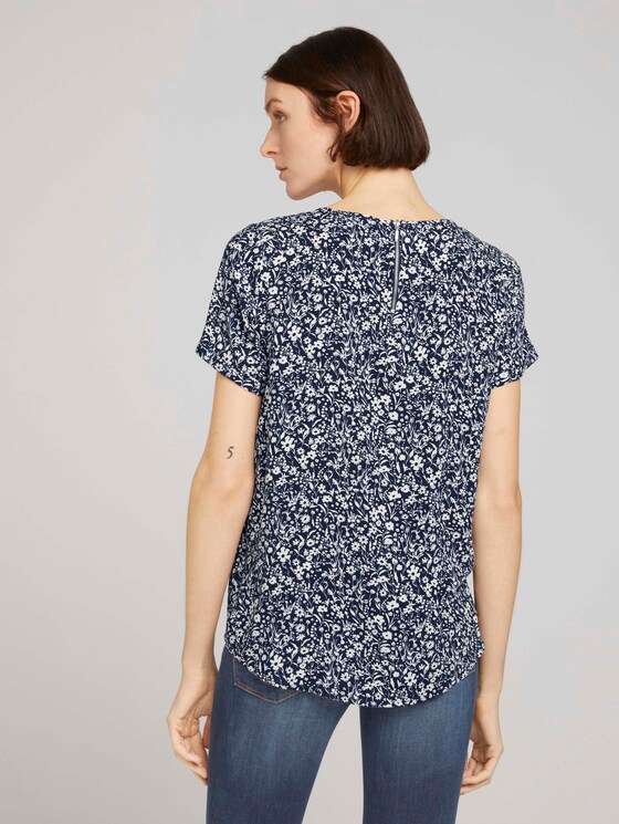 Kurzarmbluse mit Reißverschluss - Frauen - blue flower print Kurzarmbluse mit Reißverschluss - Frauen - blue flower print - 2 - TOM TAILOR Denim