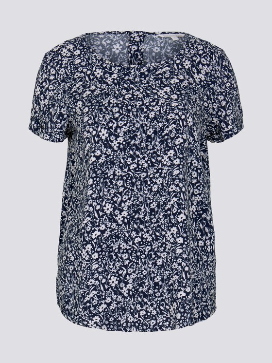 Kurzarmbluse mit Reißverschluss - Frauen - blue flower print Kurzarmbluse mit Reißverschluss - Frauen - blue flower print - 7 - TOM TAILOR Denim