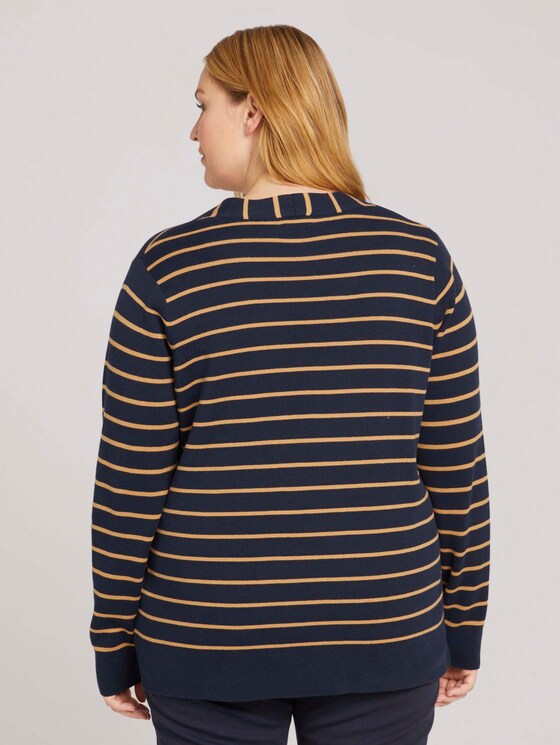 Gestreepte trui van biologisch katoen - Vrouwen - navy beige stripe Gestreepte trui van biologisch katoen - Vrouwen - navy beige stripe - 2 - My True Me