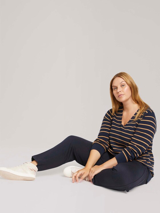Gestreepte trui van biologisch katoen - Vrouwen - navy beige stripe Gestreepte trui van biologisch katoen - Vrouwen - navy beige stripe - 3 - My True Me