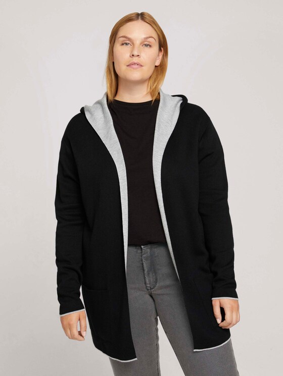 Plus - Cardigan mit Kapuze - Frauen - deep black Plus - Cardigan mit Kapuze - Frauen - deep black - 1 - My True Me