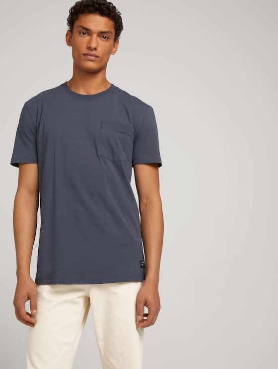T-Shirt mit Brusttasche - Männer - Blueish Grey - 5 - TOM TAILOR Denim