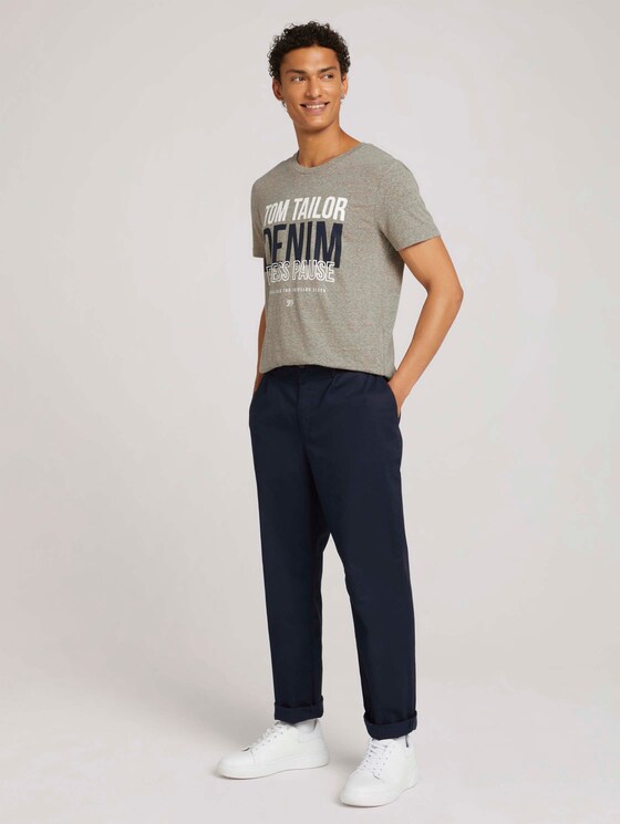 t-shirt with a print - Men - silver olive melange t-shirt with a print - Men - silver olive melange - 3 - TOM TAILOR Denim