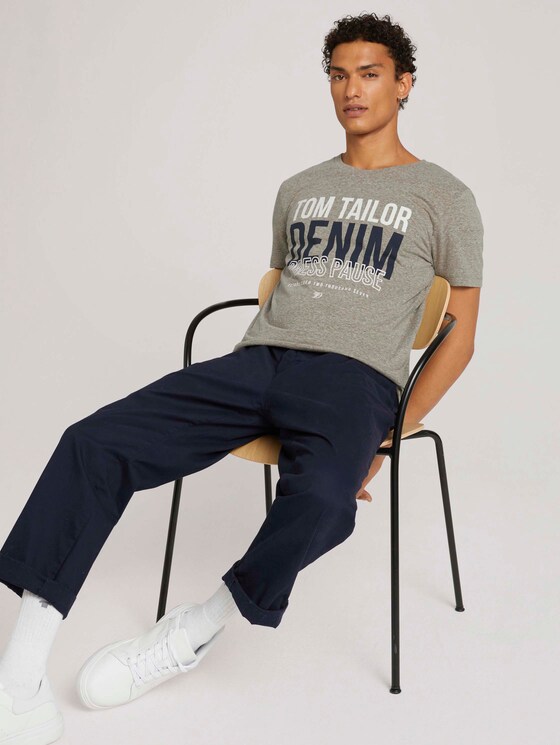 t-shirt with a print - Men - silver olive melange t-shirt with a print - Men - silver olive melange - 5 - TOM TAILOR Denim