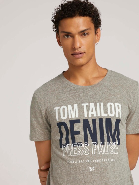 t-shirt with a print - Men - silver olive melange t-shirt with a print - Men - silver olive melange - 9 - TOM TAILOR Denim