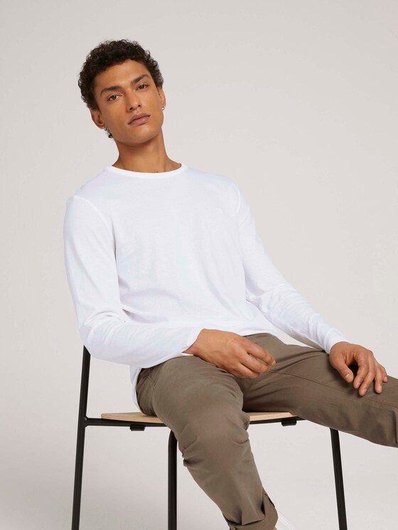 Langarmshirt aus Bio-Baumwolle - Männer - White Langarmshirt aus Bio-Baumwolle - Männer - White - 5 - TOM TAILOR Denim