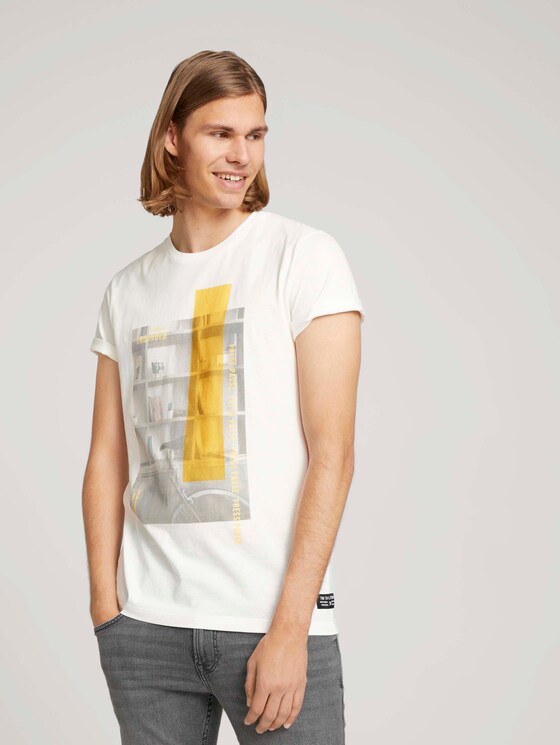T-shirt met fotoprint - Mannen - Soft Light Beige - 5 - TOM TAILOR Denim