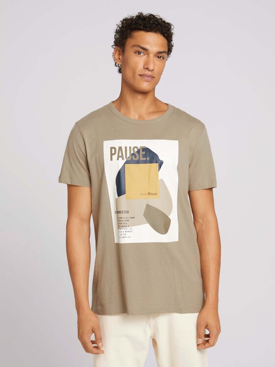 T-shirt met print van biologisch katoen - Mannen - Silver Olive T-shirt met print van biologisch katoen - Mannen - Silver Olive - 1 - TOM TAILOR Denim