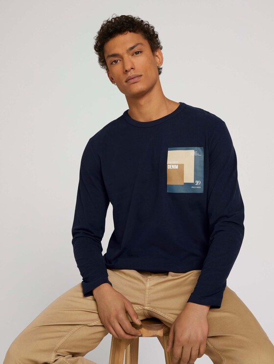 shirt met lange mouwen met print van biologisch katoen - Mannen - Sky Captain Blue shirt met lange mouwen met print van biologisch katoen - Mannen - Sky Captain Blue - 5 - TOM TAILOR Denim