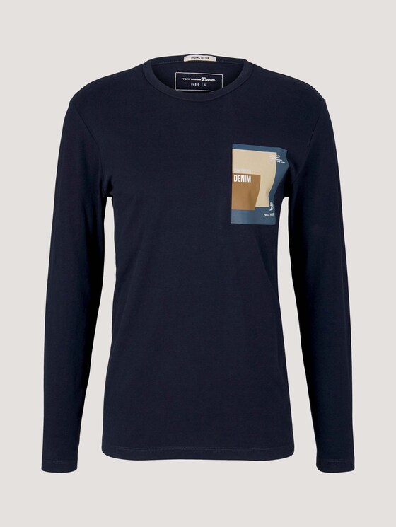 shirt met lange mouwen met print van biologisch katoen - Mannen - Sky Captain Blue shirt met lange mouwen met print van biologisch katoen - Mannen - Sky Captain Blue - 7 - TOM TAILOR Denim