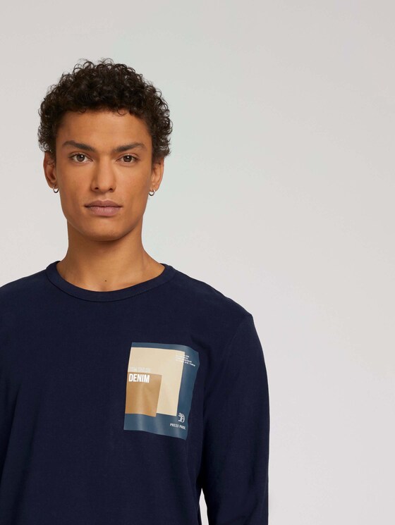 shirt met lange mouwen met print van biologisch katoen - Mannen - Sky Captain Blue shirt met lange mouwen met print van biologisch katoen - Mannen - Sky Captain Blue - 9 - TOM TAILOR Denim