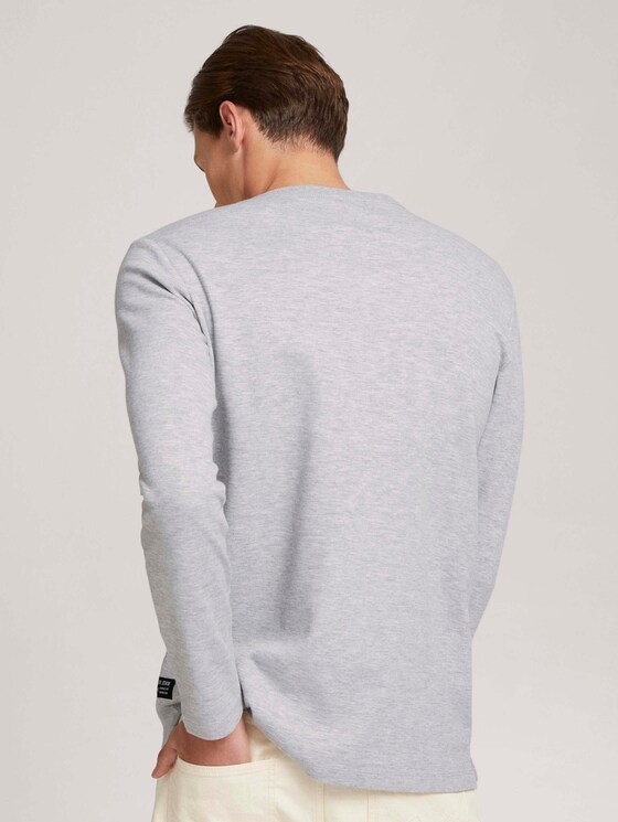 shirt met lange mouwen en henleykraag - Mannen - Light Stone Grey Melange shirt met lange mouwen en henleykraag - Mannen - Light Stone Grey Melange - 2 - TOM TAILOR Denim