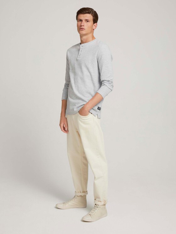 shirt met lange mouwen en henleykraag - Mannen - Light Stone Grey Melange shirt met lange mouwen en henleykraag - Mannen - Light Stone Grey Melange - 3 - TOM TAILOR Denim