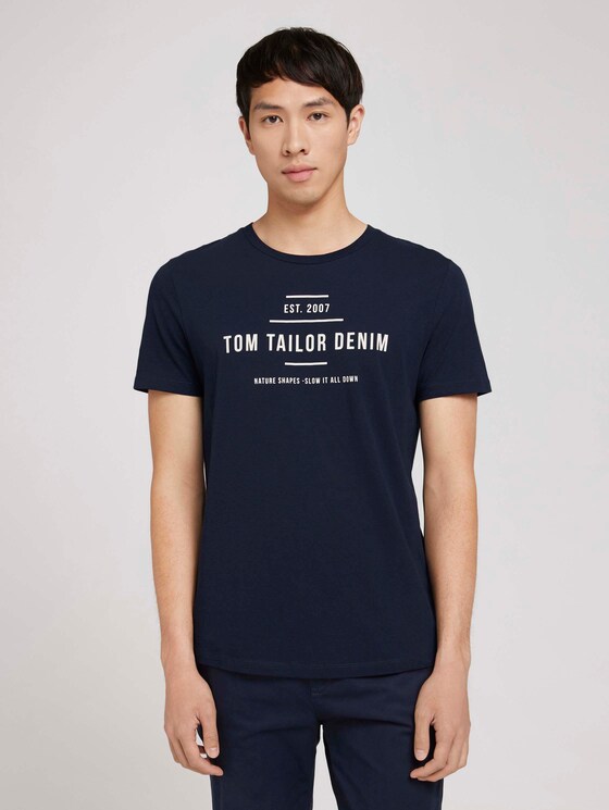 Print T-Shirt mit Bio-Baumwolle - Männer - Sky Captain Blue Print T-Shirt mit Bio-Baumwolle - Männer - Sky Captain Blue - 1 - TOM TAILOR Denim