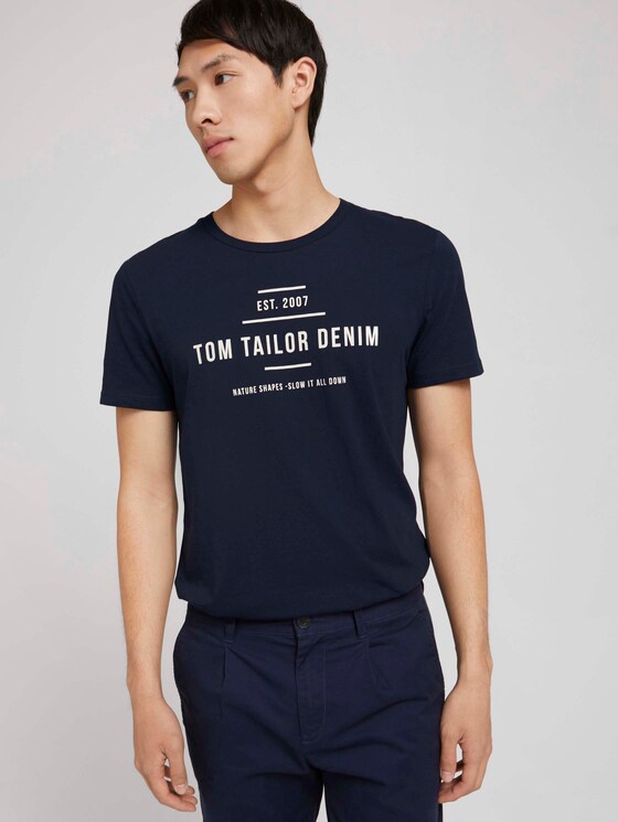 Print T-Shirt mit Bio-Baumwolle - Männer - Sky Captain Blue - 5 - TOM TAILOR Denim