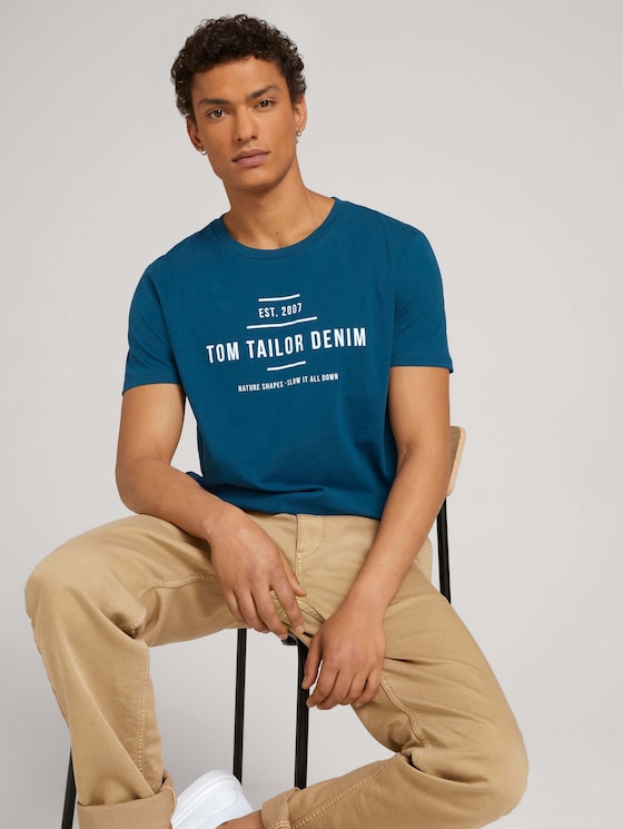 T-shirt met print en biologische katoen - Mannen - stormy petrol - 5 - TOM TAILOR Denim