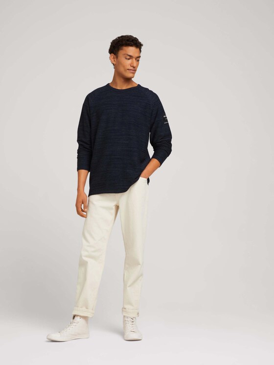 textured long-sleeved shirt - Men - Sky Captain Blue Non-Solid textured long-sleeved shirt - Men - Sky Captain Blue Non-Solid - 3 - TOM TAILOR Denim