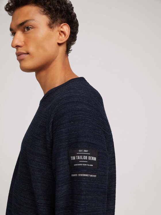 textured long-sleeved shirt - Men - Sky Captain Blue Non-Solid textured long-sleeved shirt - Men - Sky Captain Blue Non-Solid - 9 - TOM TAILOR Denim