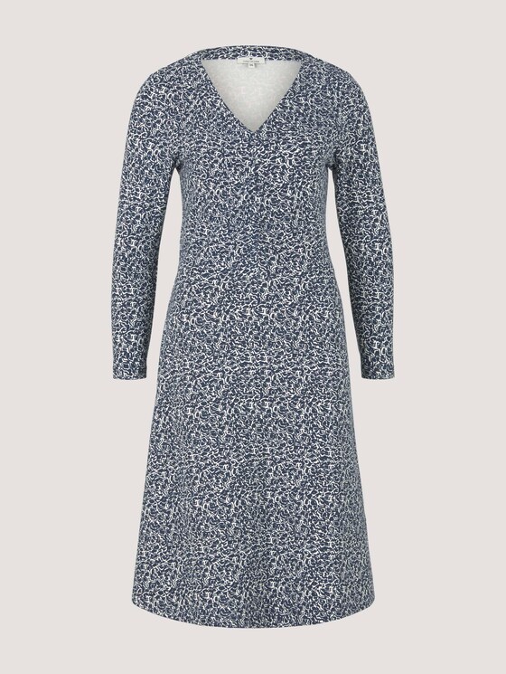 Gedessineerde midi-jurk met ruches - Vrouwen - blue offwhite minimal Gedessineerde midi-jurk met ruches - Vrouwen - blue offwhite minimal - 7 - TOM TAILOR