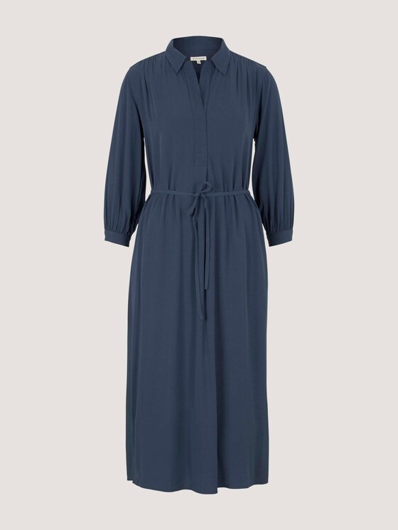Midi Blusenkleid mit Lyocell - Frauen - Dark Denim Blue Midi Blusenkleid mit Lyocell - Frauen - Dark Denim Blue - 7 - TOM TAILOR